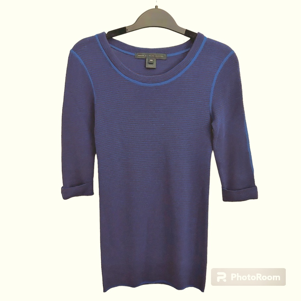Marc Jacobs 100% Wool  Blue Striped Sweater